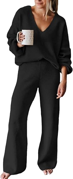 Viottiset Women's 2 Piece Outfits Casual V Neck...