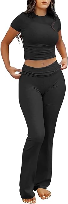 ANRABESS Lounge Sets for Women 2 Piece Foldover...