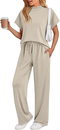 AUTOMET Women's Mock Neck 2 Piece Lounge Set...