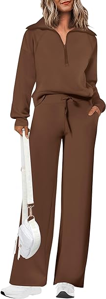 PRETTYGARDEN Women's 2 Piece Outfits Casual Lapel Half...