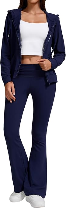 Women's 2-Piece Lounge Outfit-Lightweight Zip-Up Hoodie with Pockets...