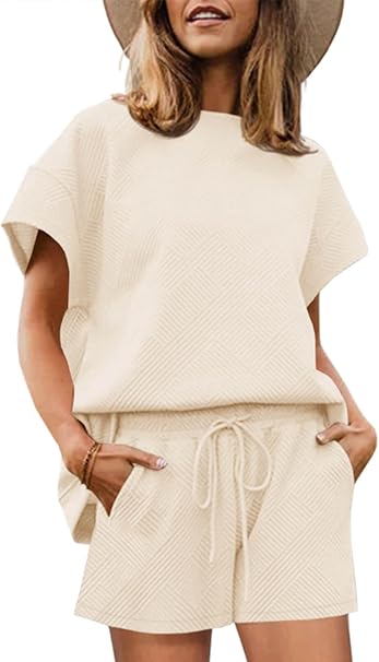 Tankaneo Womens Loungewear Set Short Sleeve Tops and...