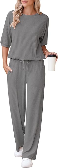 AOHITE Womens 2 Piece Outfits Lounge Sets Short...