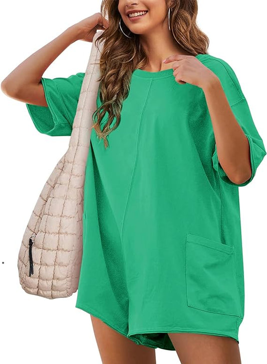 Yeokou Rompers for Women Casual Short Sleeve Oversized...