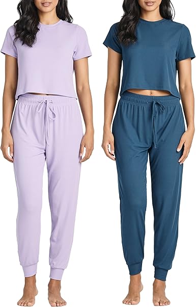Real Essentials 2 Pack: Women's Ribbed Knit Cropped...